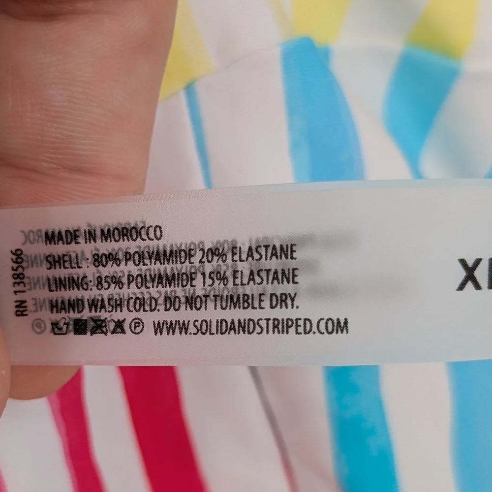 Solid & Striped The Spencer One Piece Colorblock Watercolor Stripe Swimsuit XL - Picture 12 of 12